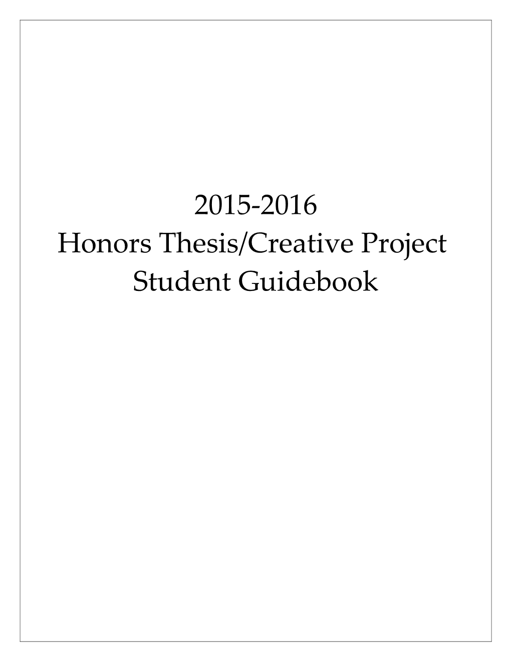 Honors Thesis/Creative Project