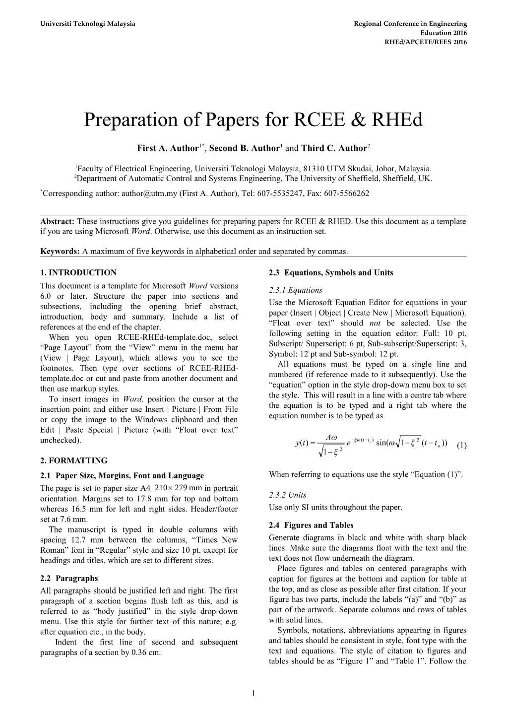 Preparation of Papers for ELEKTRIKA