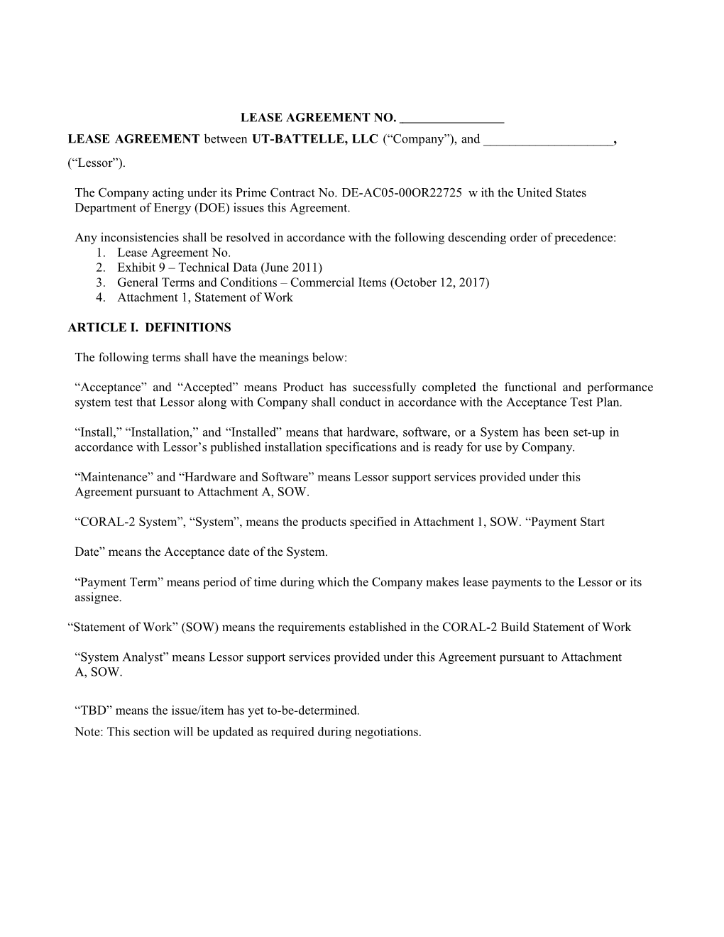 CORAL ORNL Draft Leaseagreementfinal 10-25-2013