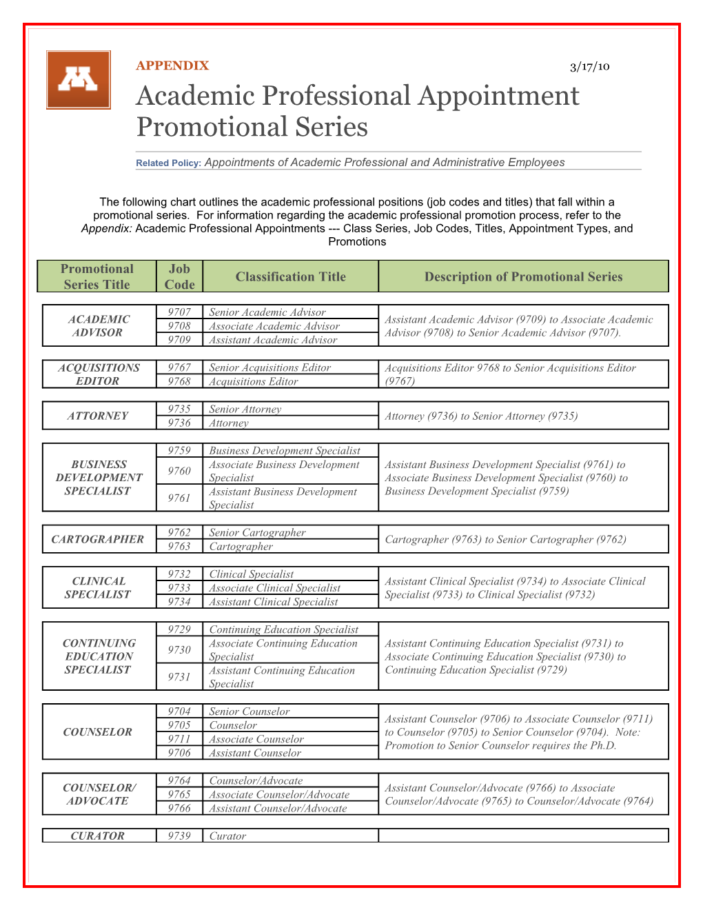 Academic Professional Appointment Promotional Series