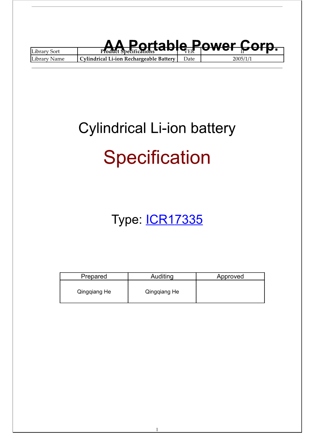 Cylindrical Li-Ion Battery
