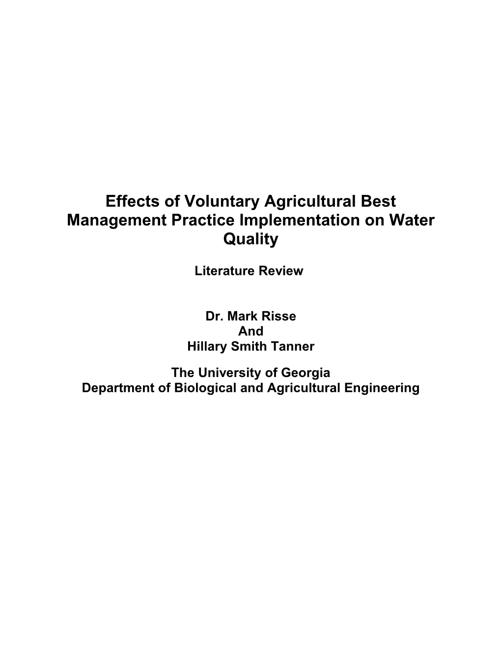 Voluntary Best Management Practice Implementation and Water Quality for Animal Operations
