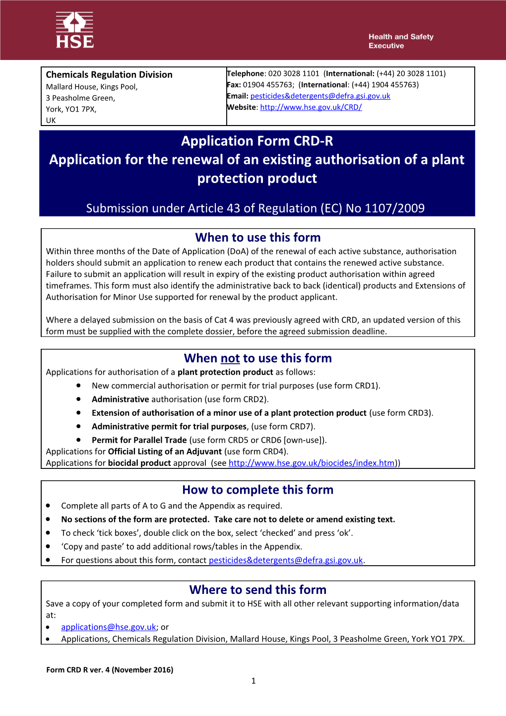 New Commercial Authorisation Or Permit for Trial Purposes (Use Form CRD1)