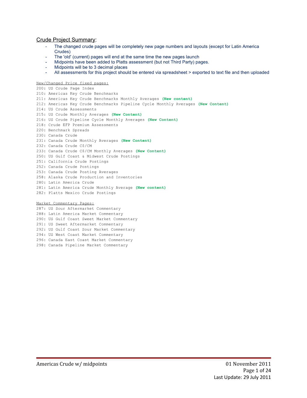 Crude Project Summary