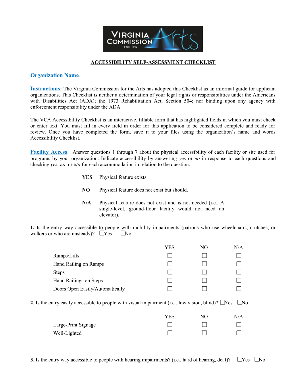 Accessibility Self-Assessment Checklist