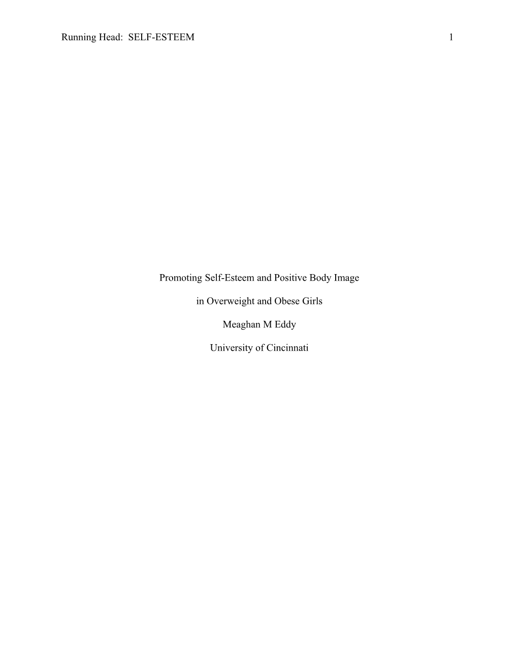 Promoting Self-Esteem and Positive Body Image in Overweight and Obese Girls