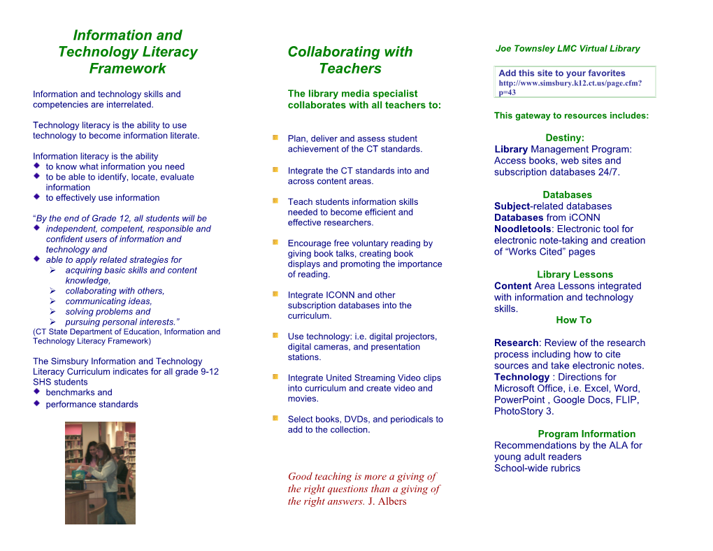 Information and Technology Literacy Framework