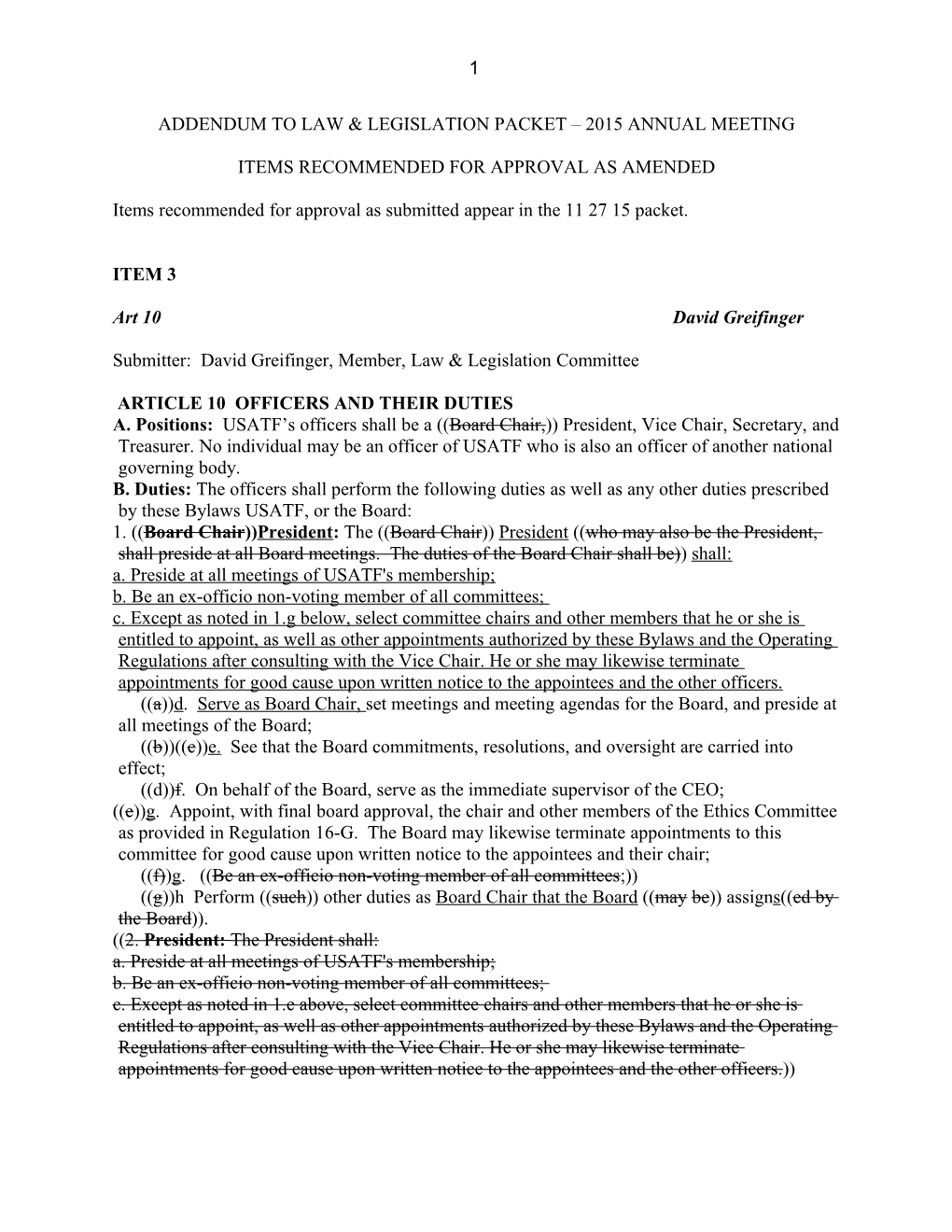 Addendum to Law & Legislation Packet 2015 Annual Meeting