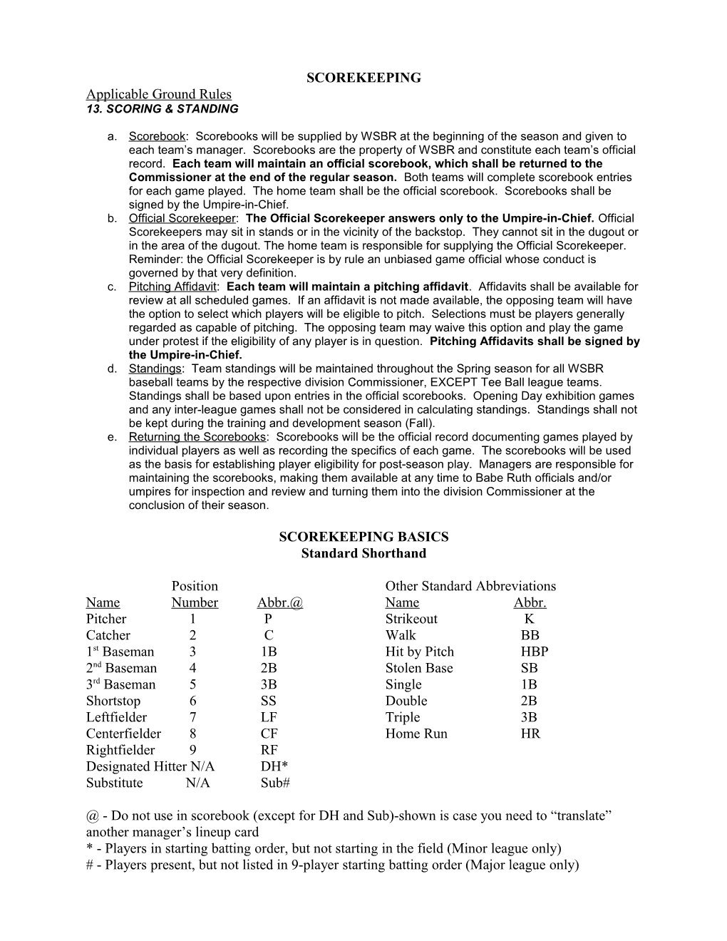 13. Scoring & Standing