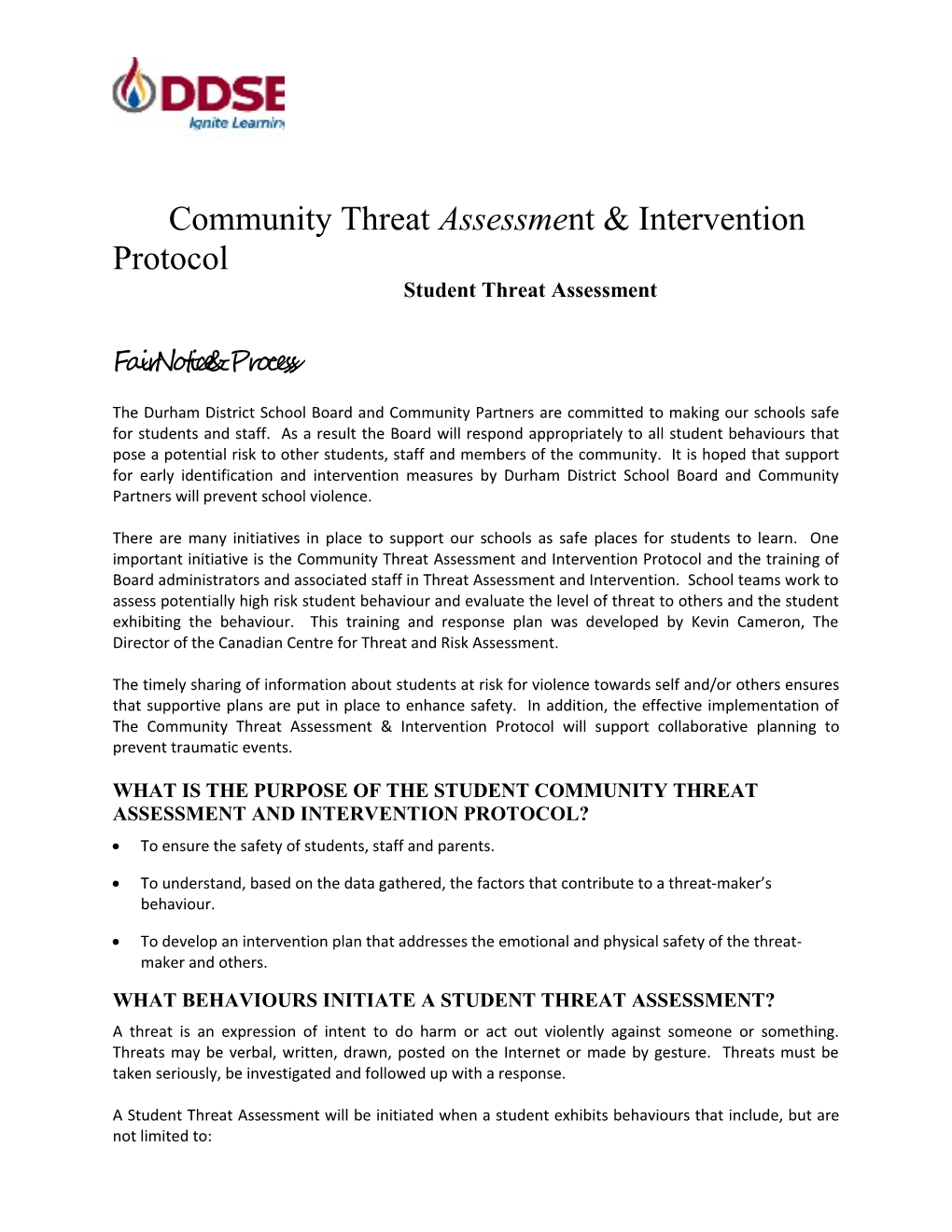 Community Threatassessment &Intervention Protocol