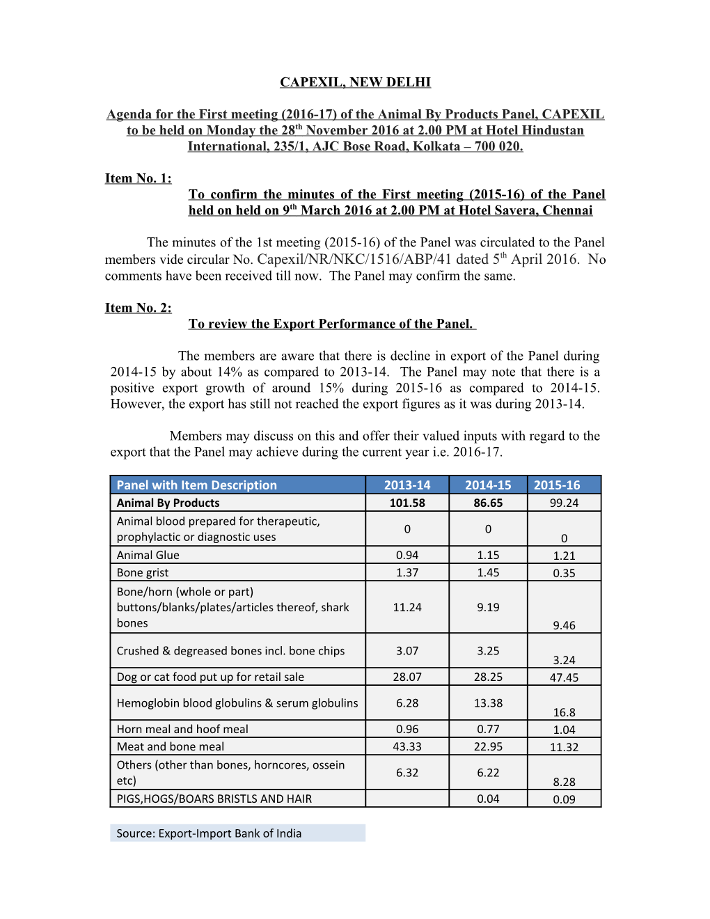 Agenda for the Second Meeting (2012-13) of the Animal by Products Panel of the Council