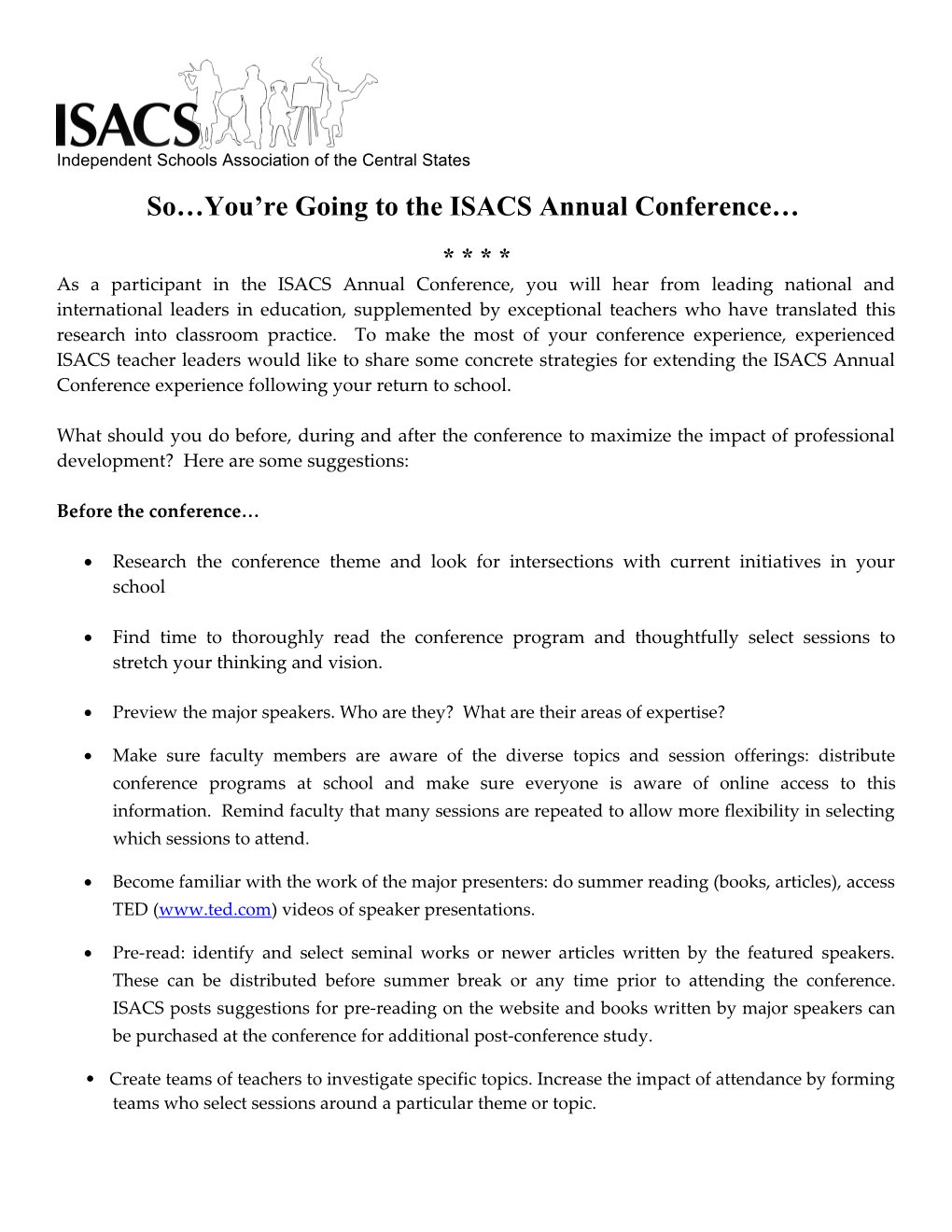 So You Re Going to the ISACS Annual Conference