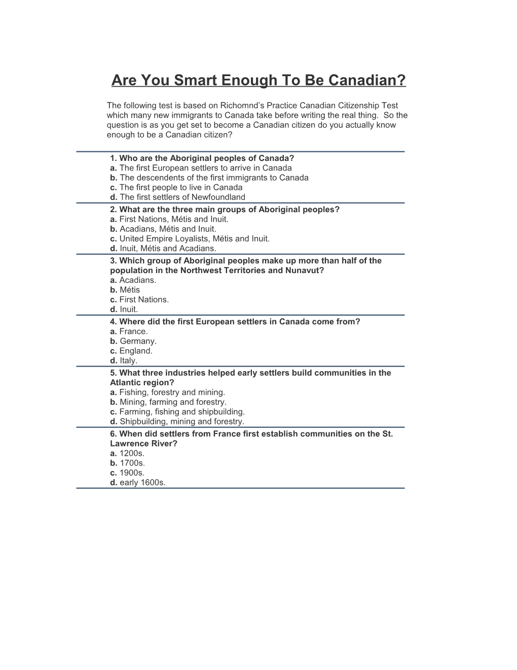 Are You Smart Enough to Be Canadian