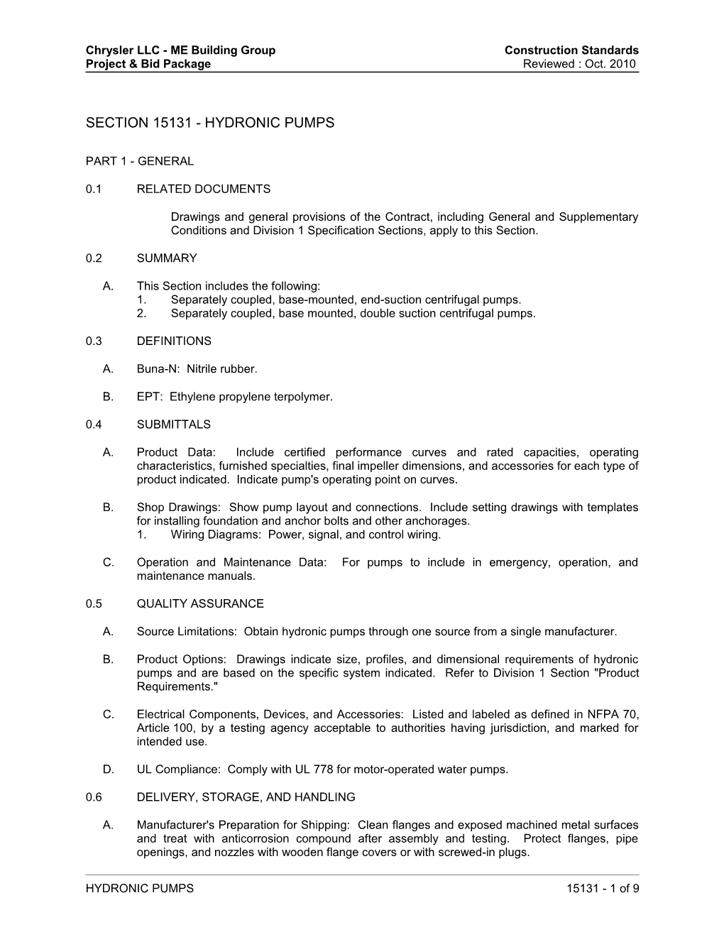 Chrysler LLC - ME Building Groupconstruction Standards