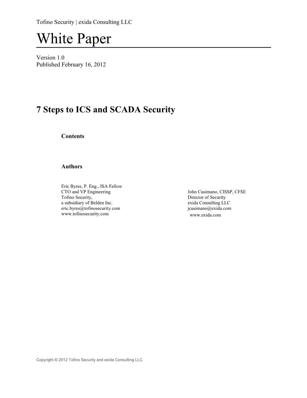 7 Steps to ICS and SCADA Security