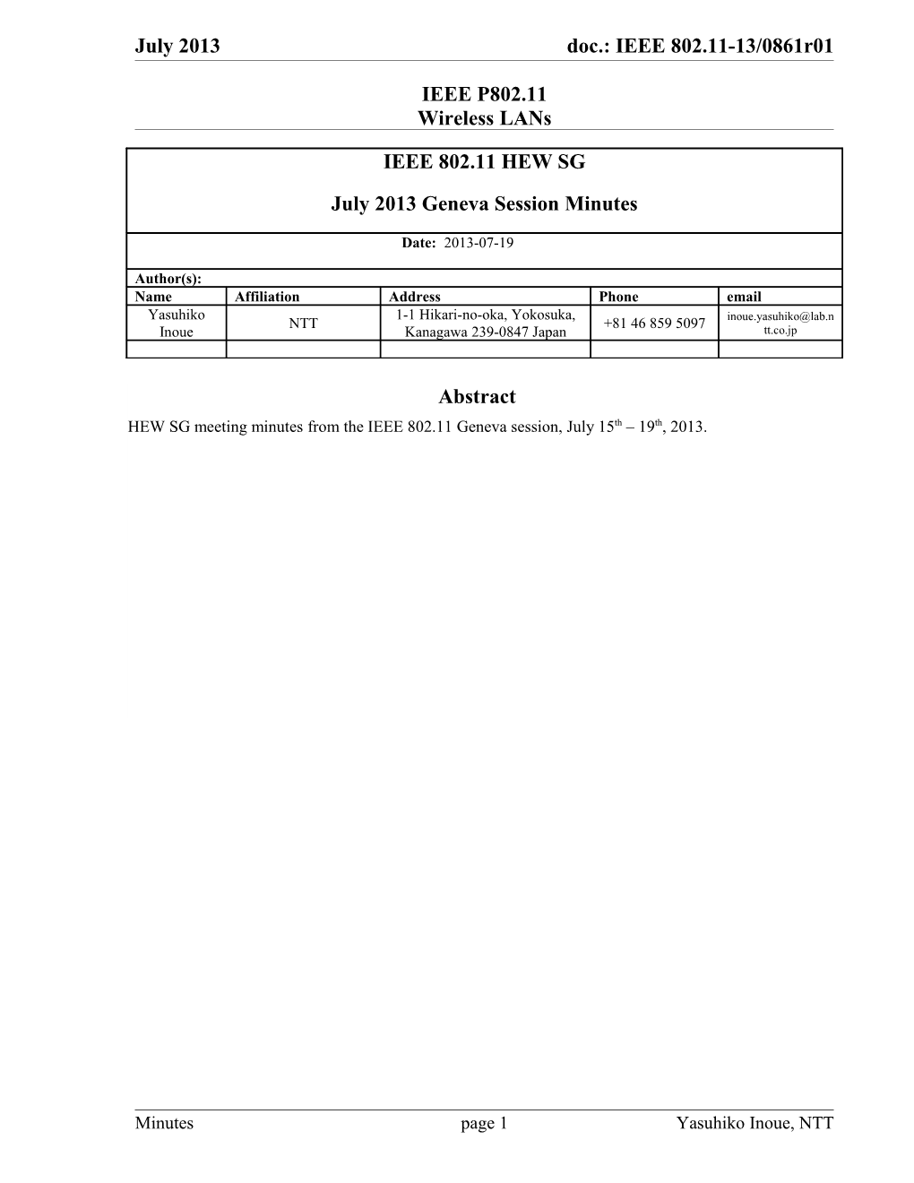 IEEE 802.11 High Efficiency WLAN Study Group