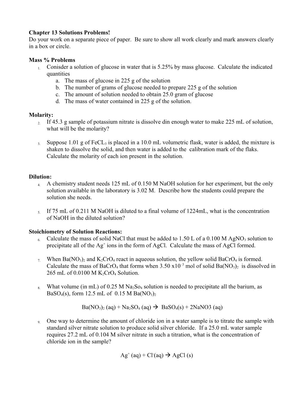 Chapter 13 Solutions Problems!