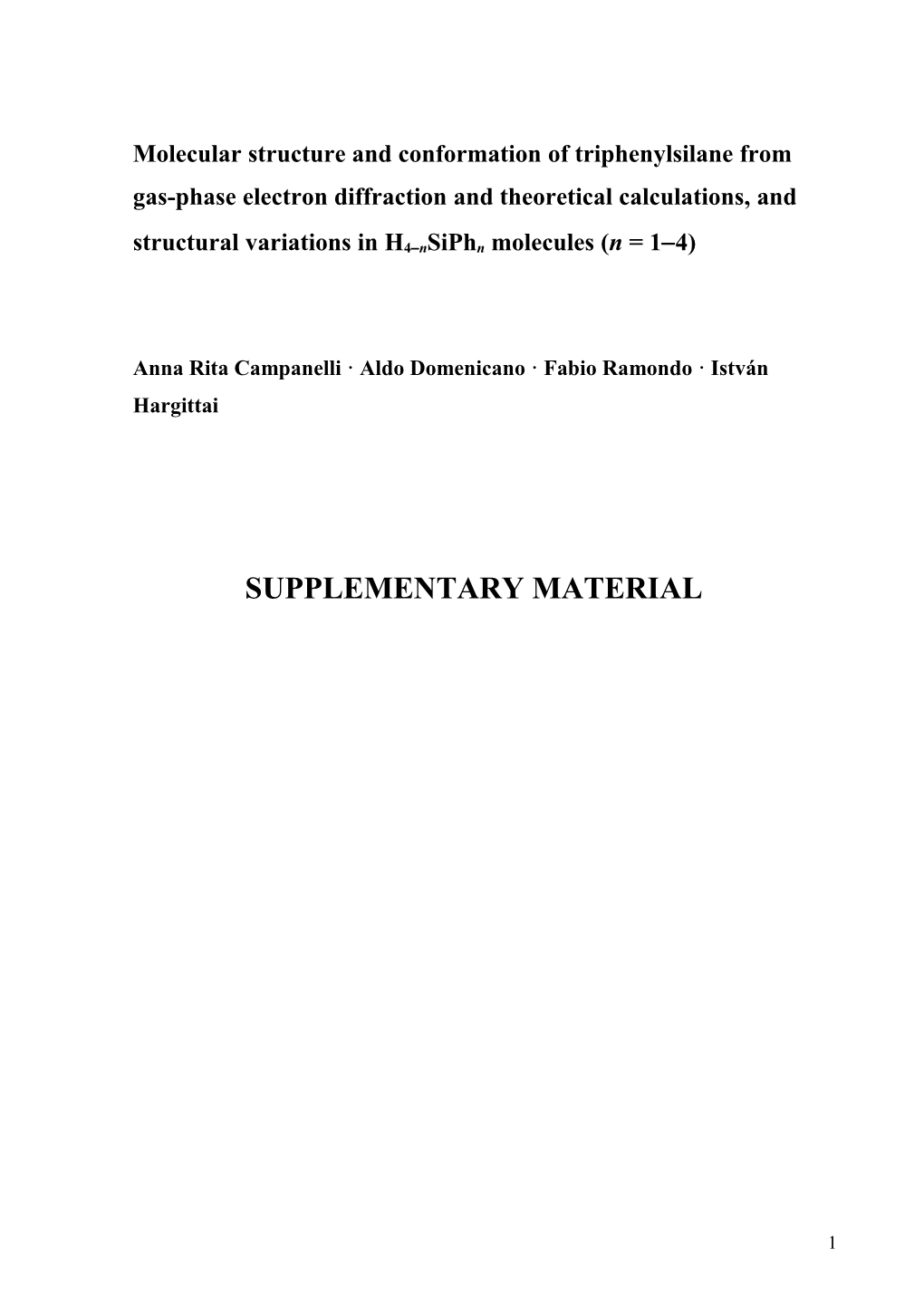 Table 3 Molecular Geometrya of Triphenylsilane: Comparison of Experimental and Theoretical