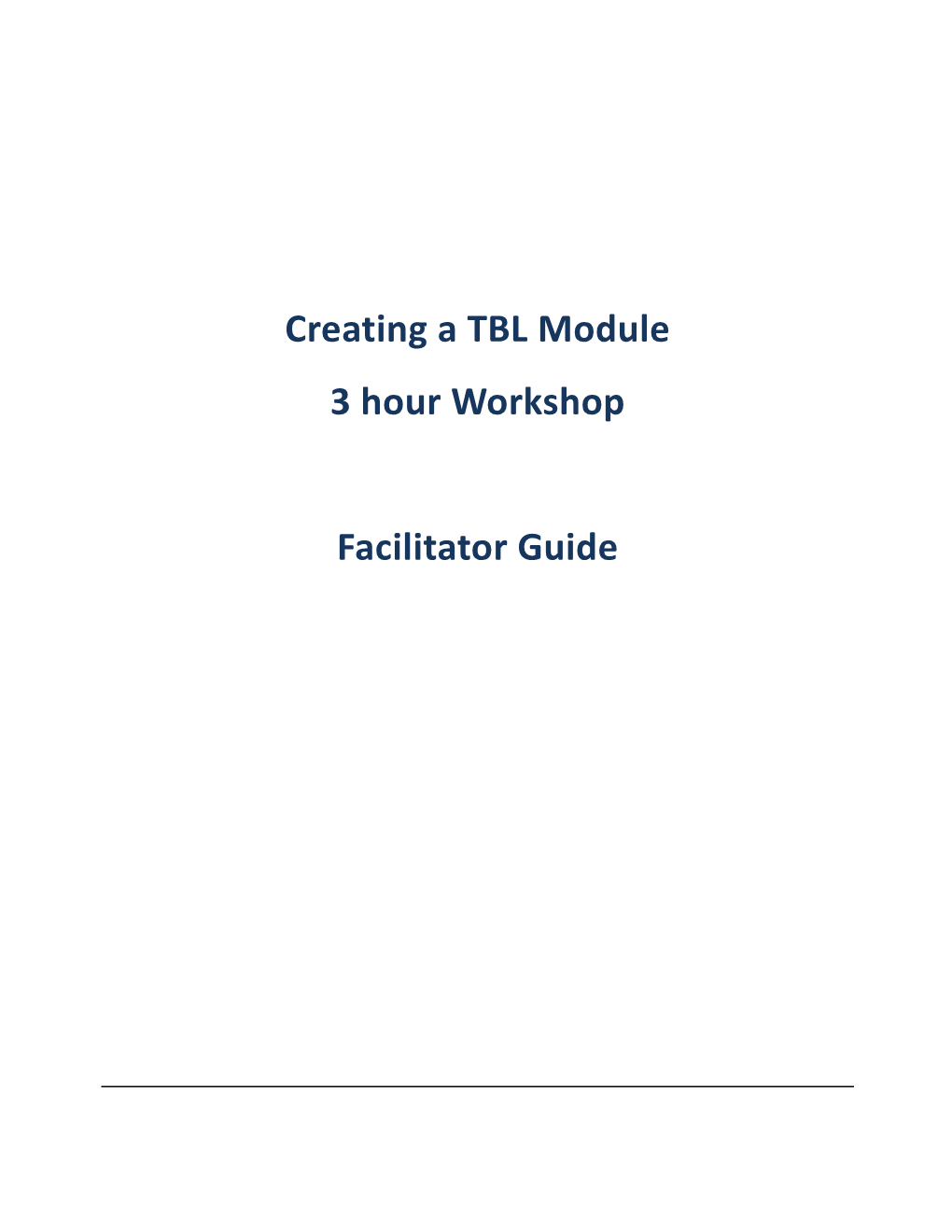 Creating a TBL Module