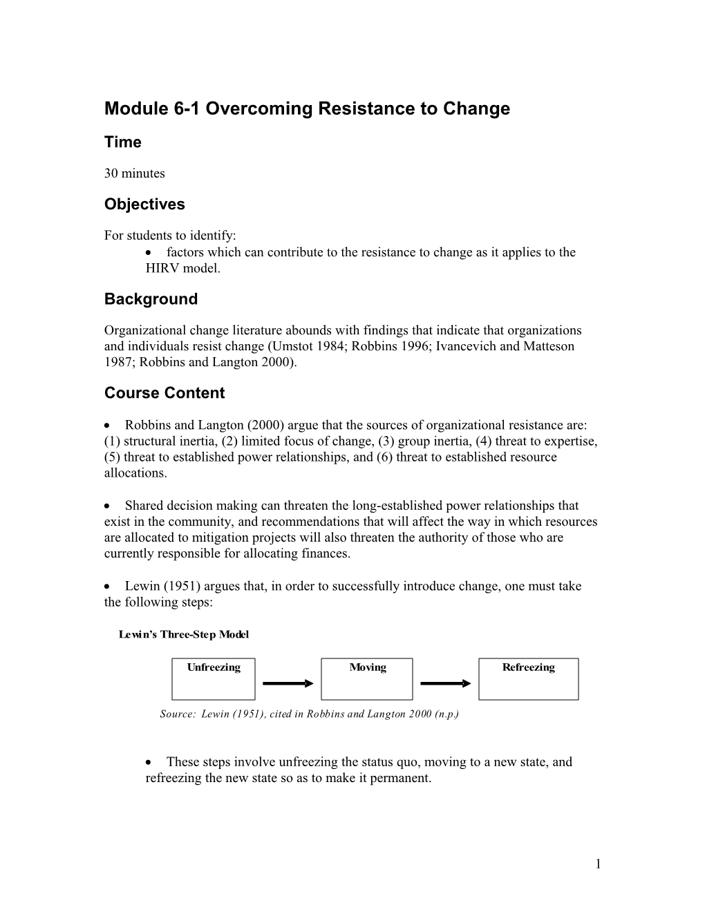 Module 6-1Overcoming Resistance to Change