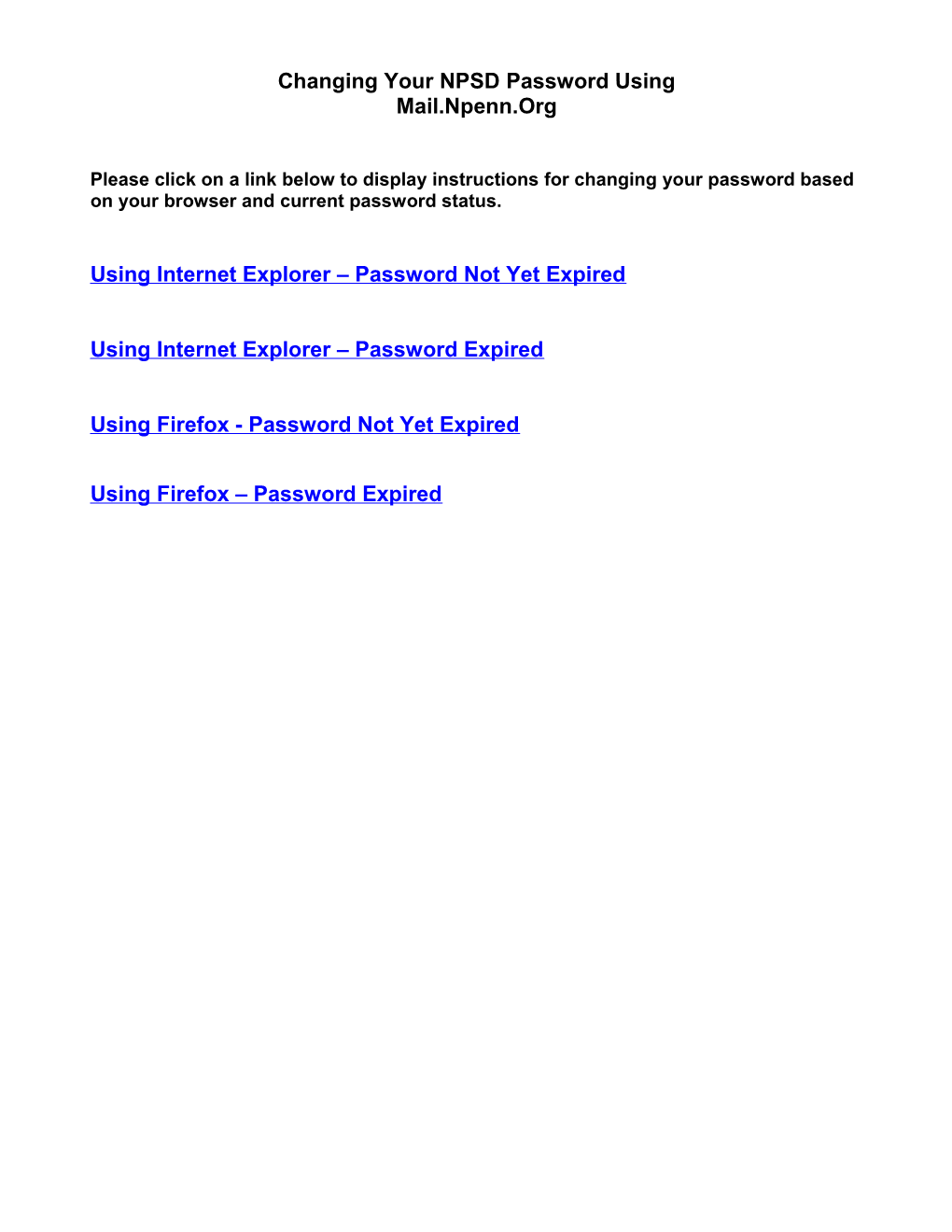 Changing Your NPSD Password Using