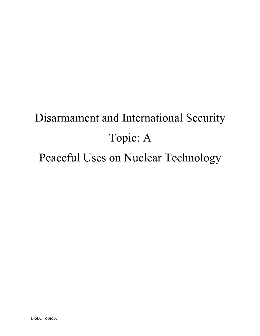 Disarmament and International Security