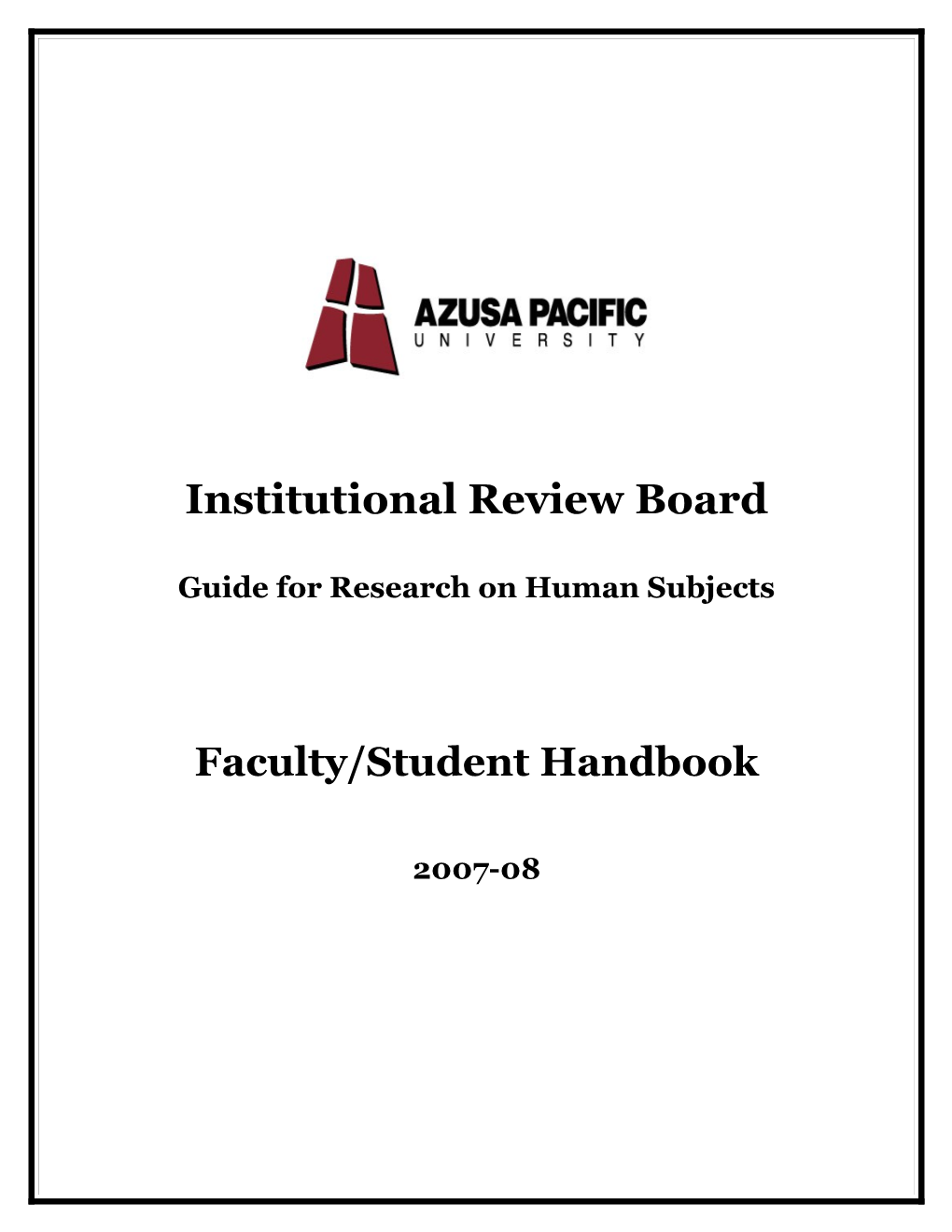 Guide for Research on Human Subjects