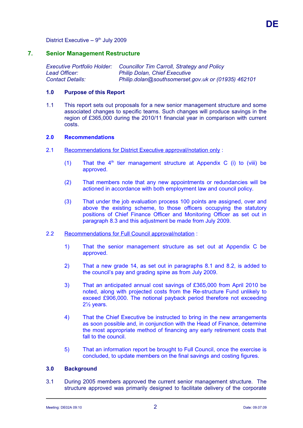 7.Senior Management Restructure