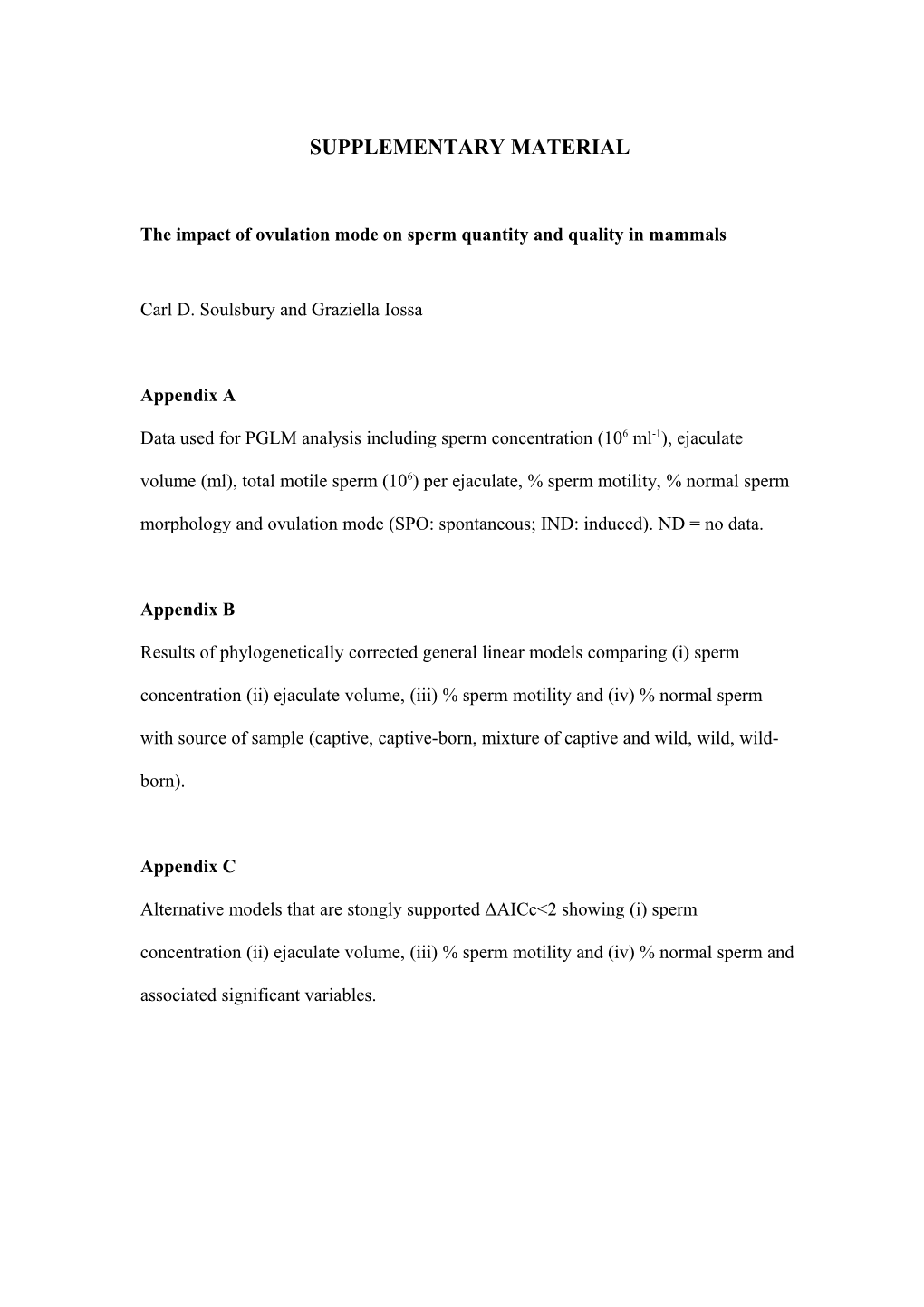 The Impact of Ovulation Mode on Sperm Quantity and Quality in Mammals