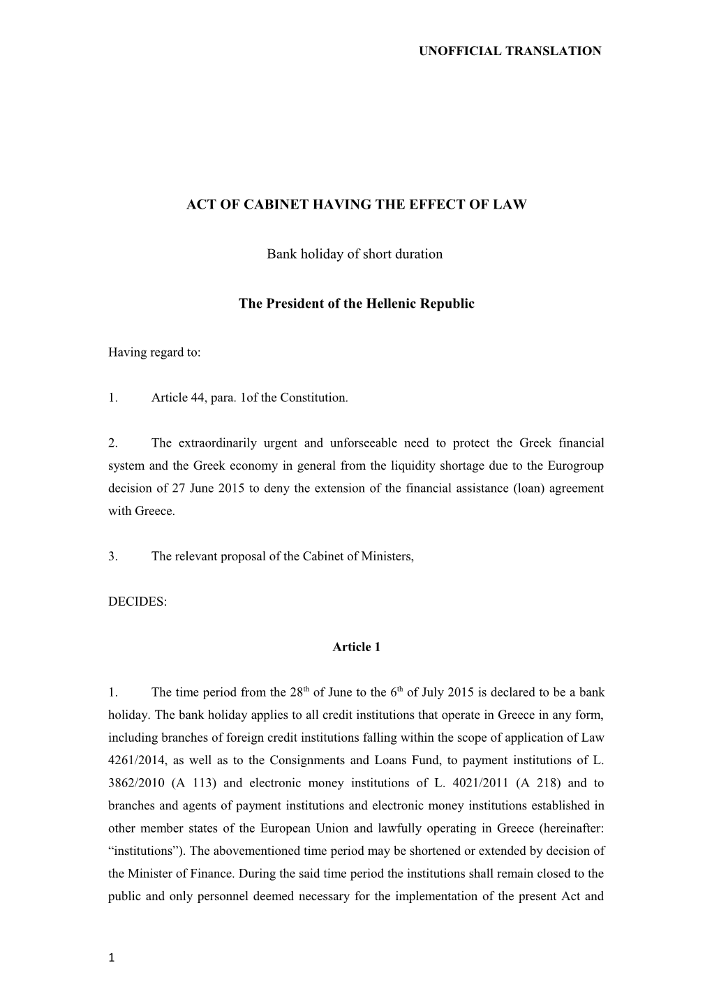 Cabinet Act of 28 June 2015 (2)