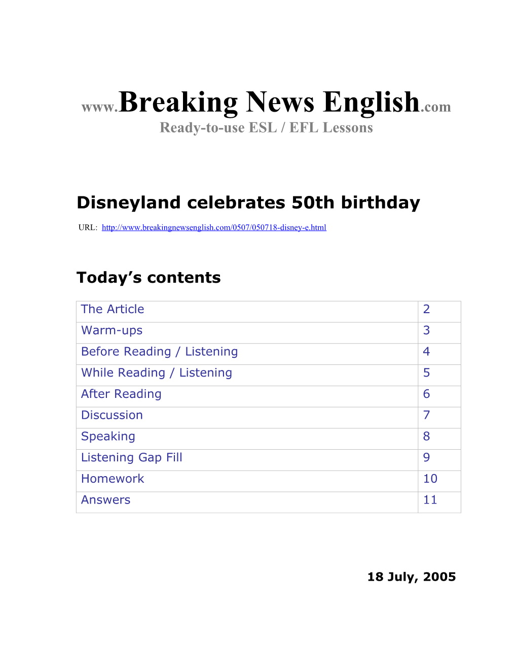 Disneyland Celebrates 50Th Birthday