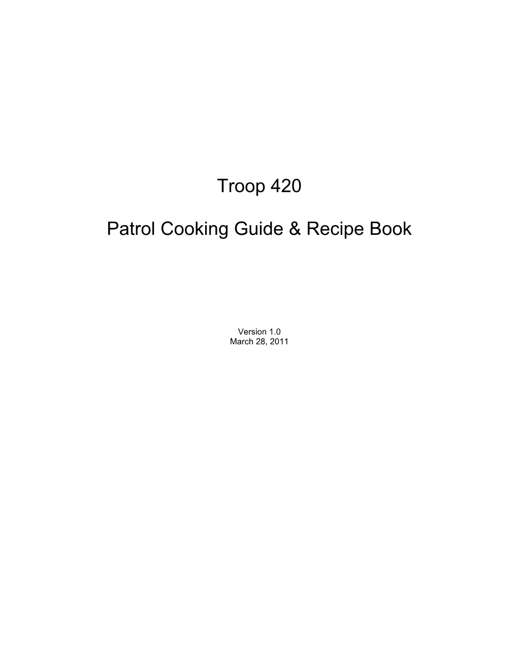 Patrol Cooking Guide & Recipe Book