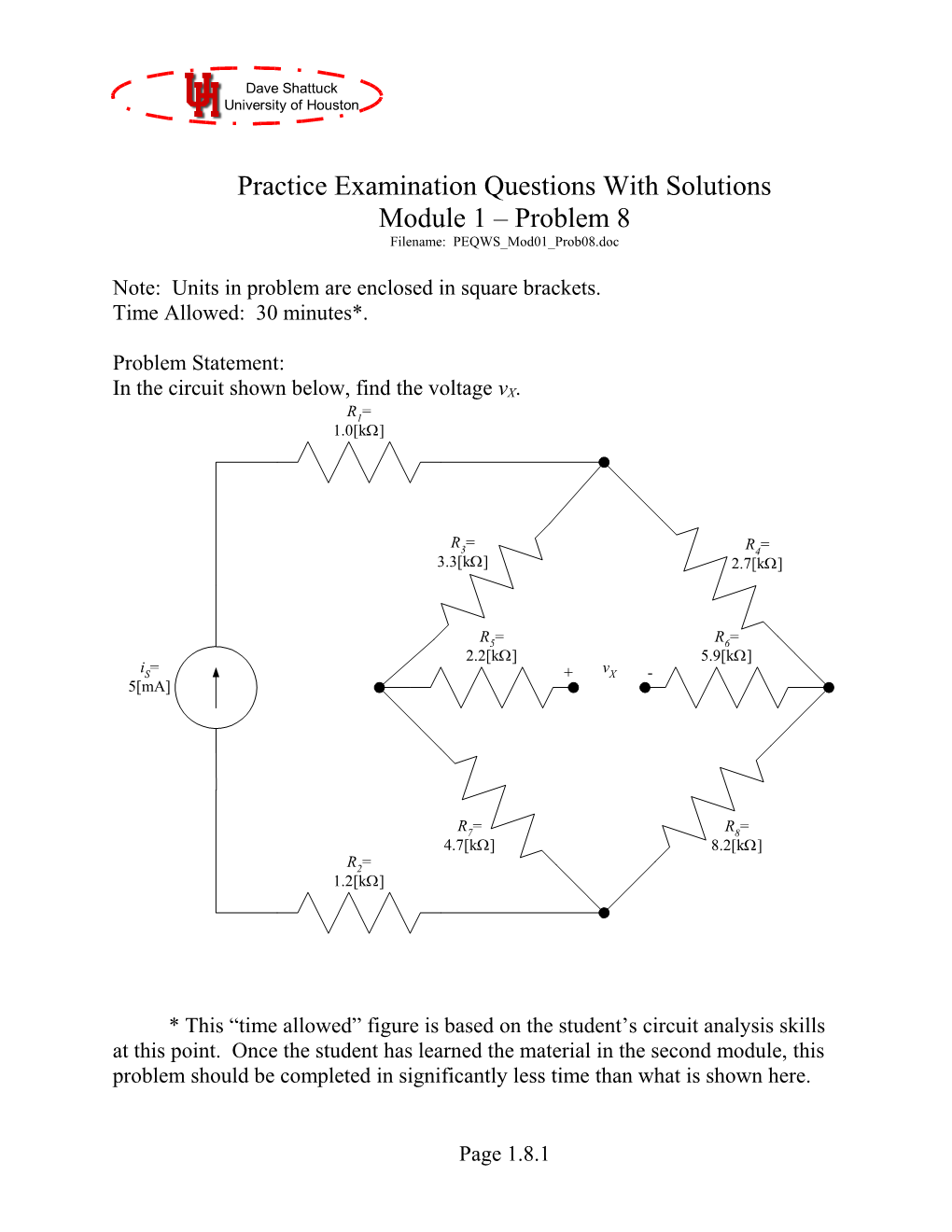 Practice Examination Module 1 Problem 8