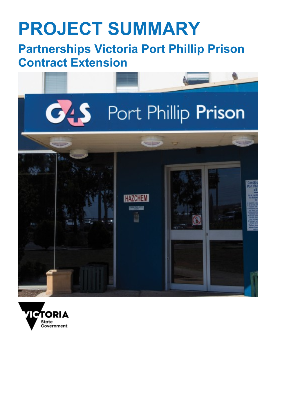 Project Summary Partnerships Victoria Port Phillip Prison Contract Extension