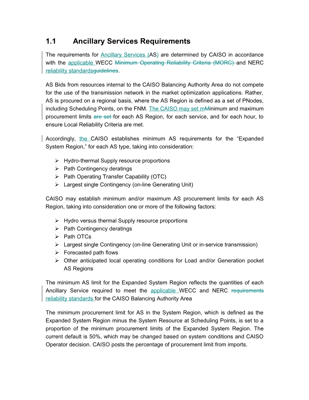 4.2Ancillary Services Requirements