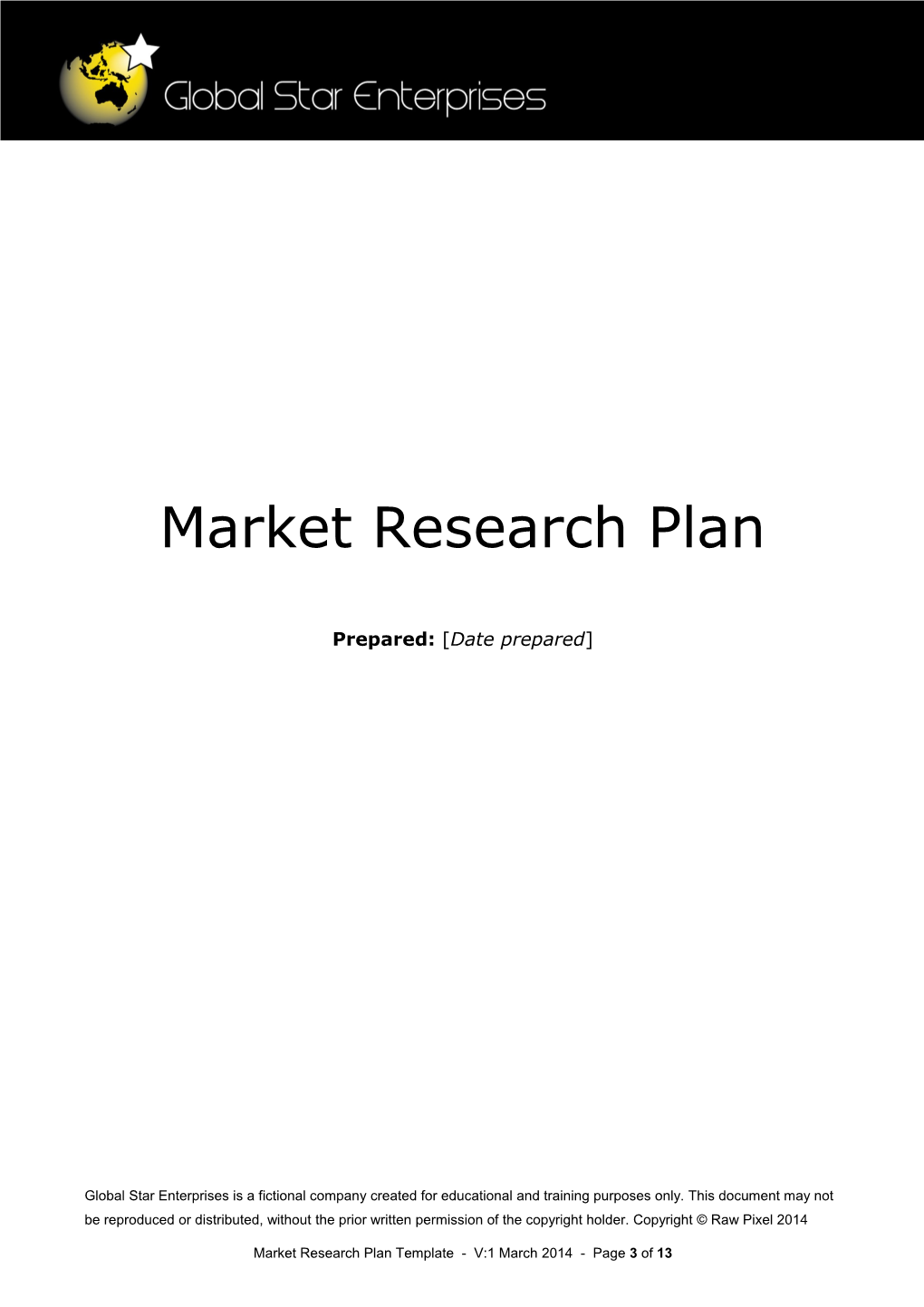 Market Research Plan Template