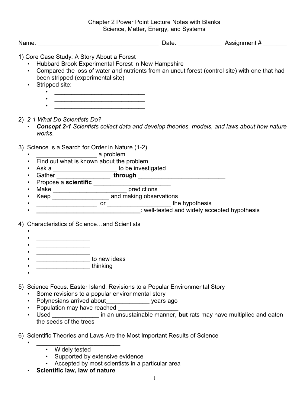 Chapter 2 Power Point Lecture Notes with Blanks