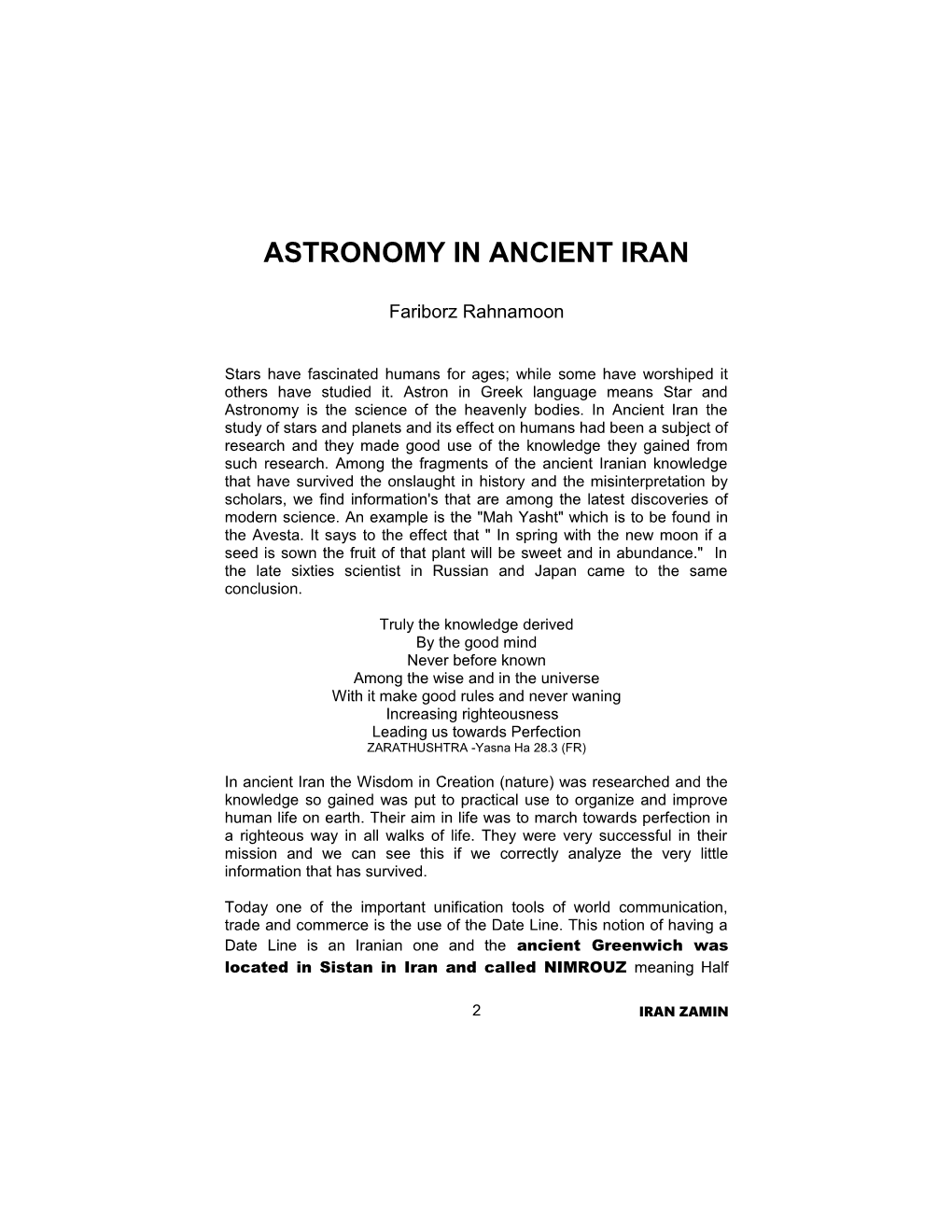 Astronomy in Ancient Iran
