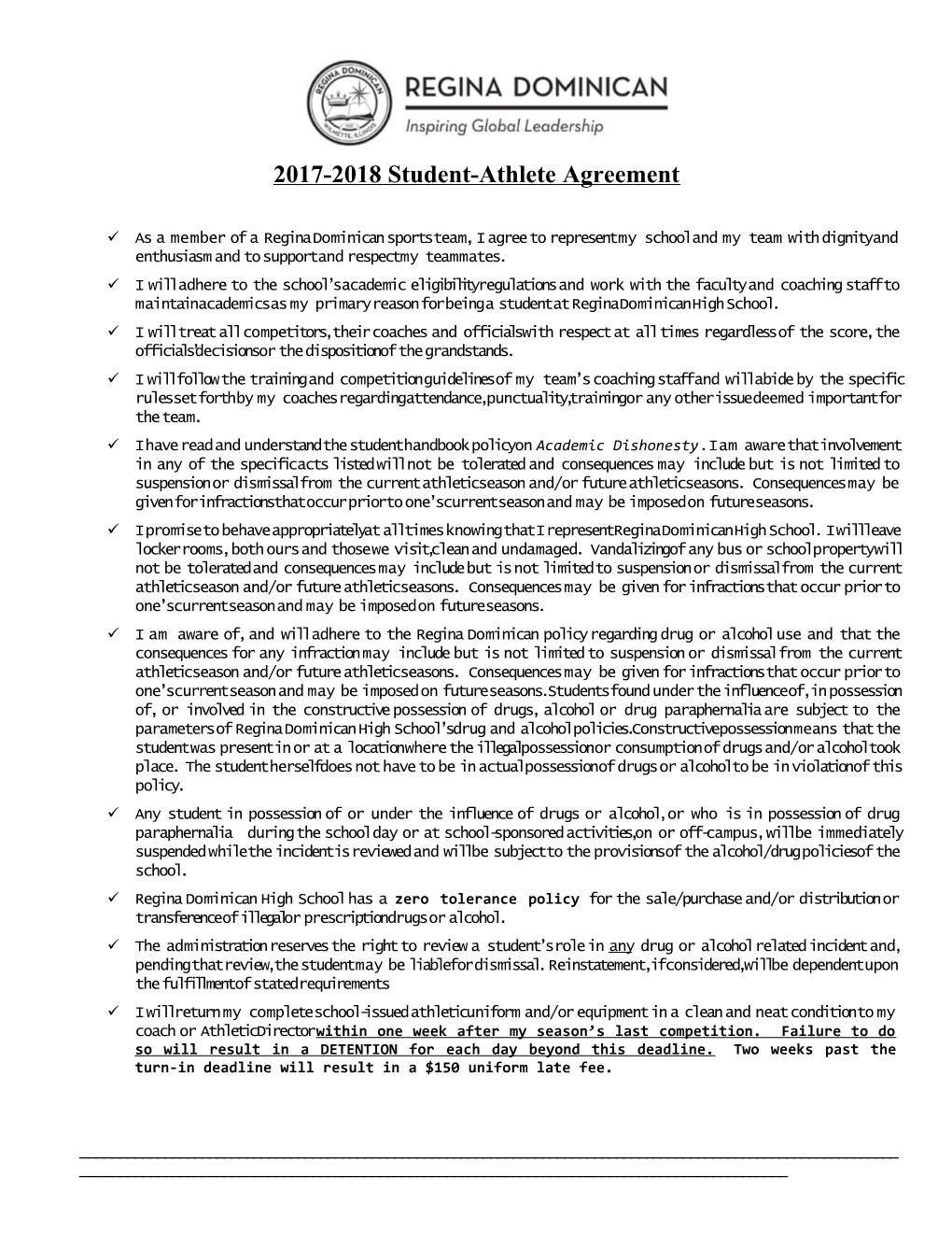 2017-2018Student-Athlete Agreement