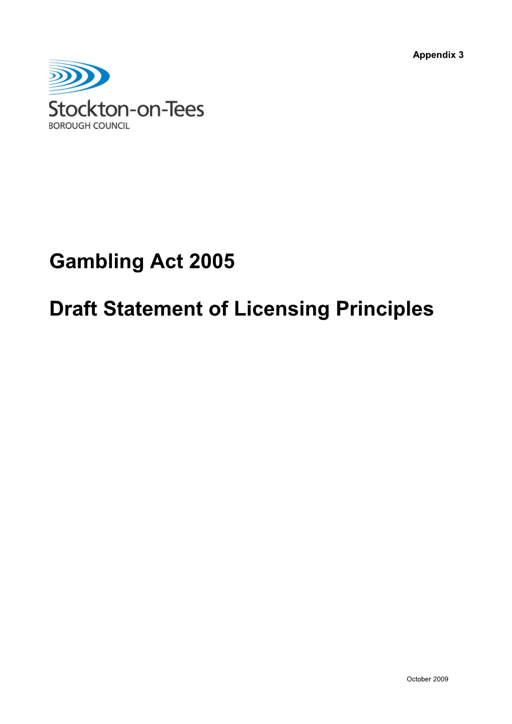 Draft Statement of Licensing Principles