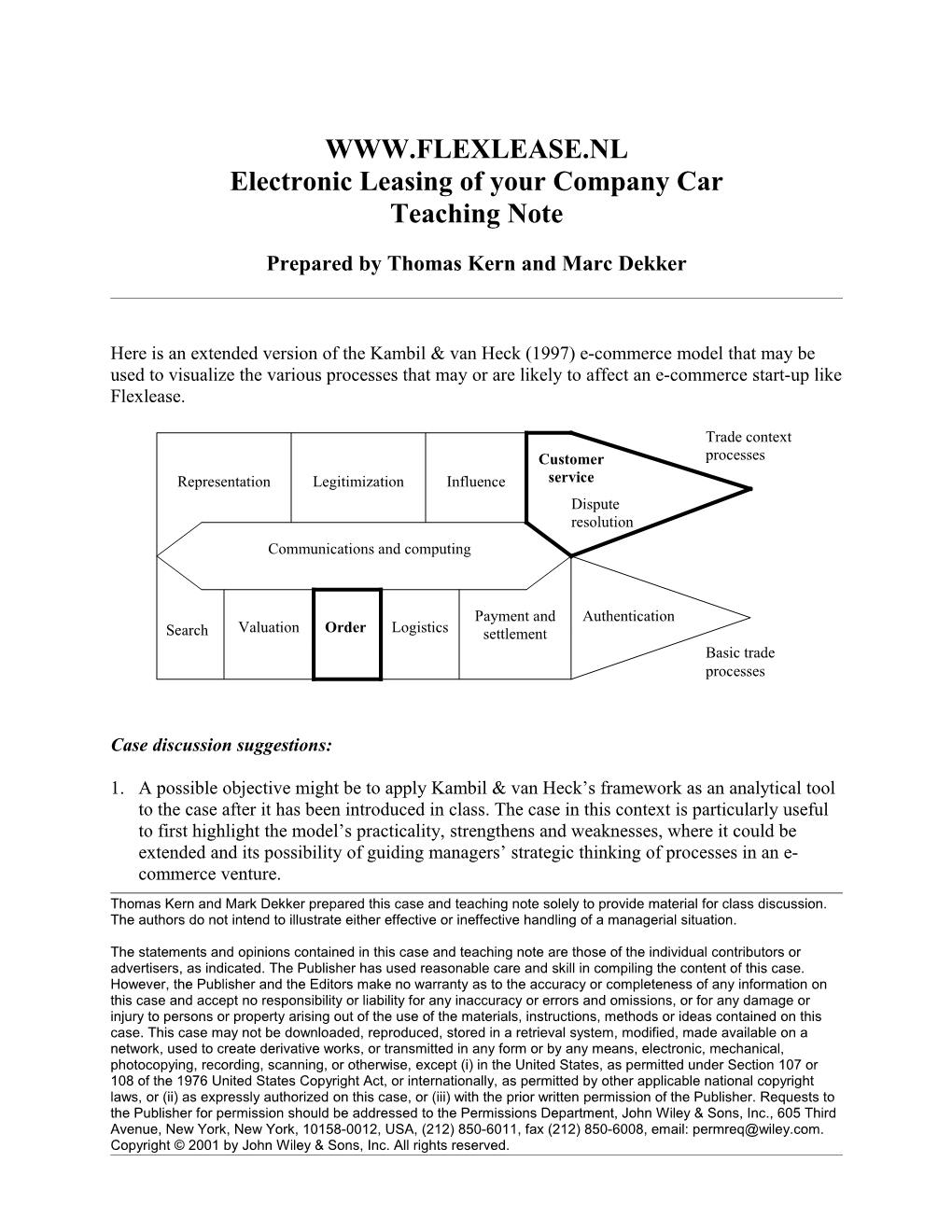 Teaching Note for Flexlease Case