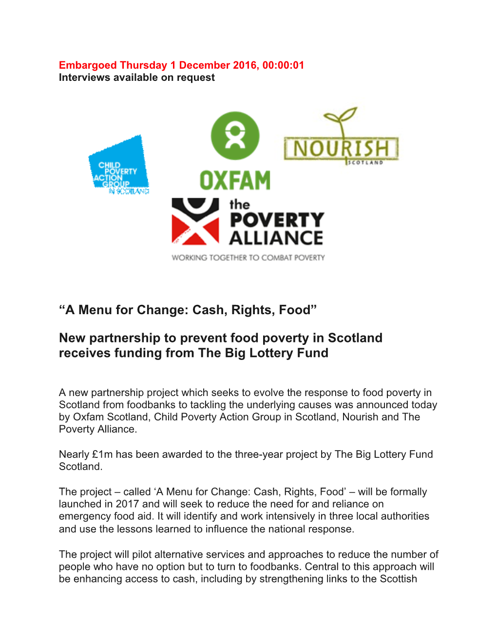 A Menu for Change: Cash, Rights, Food