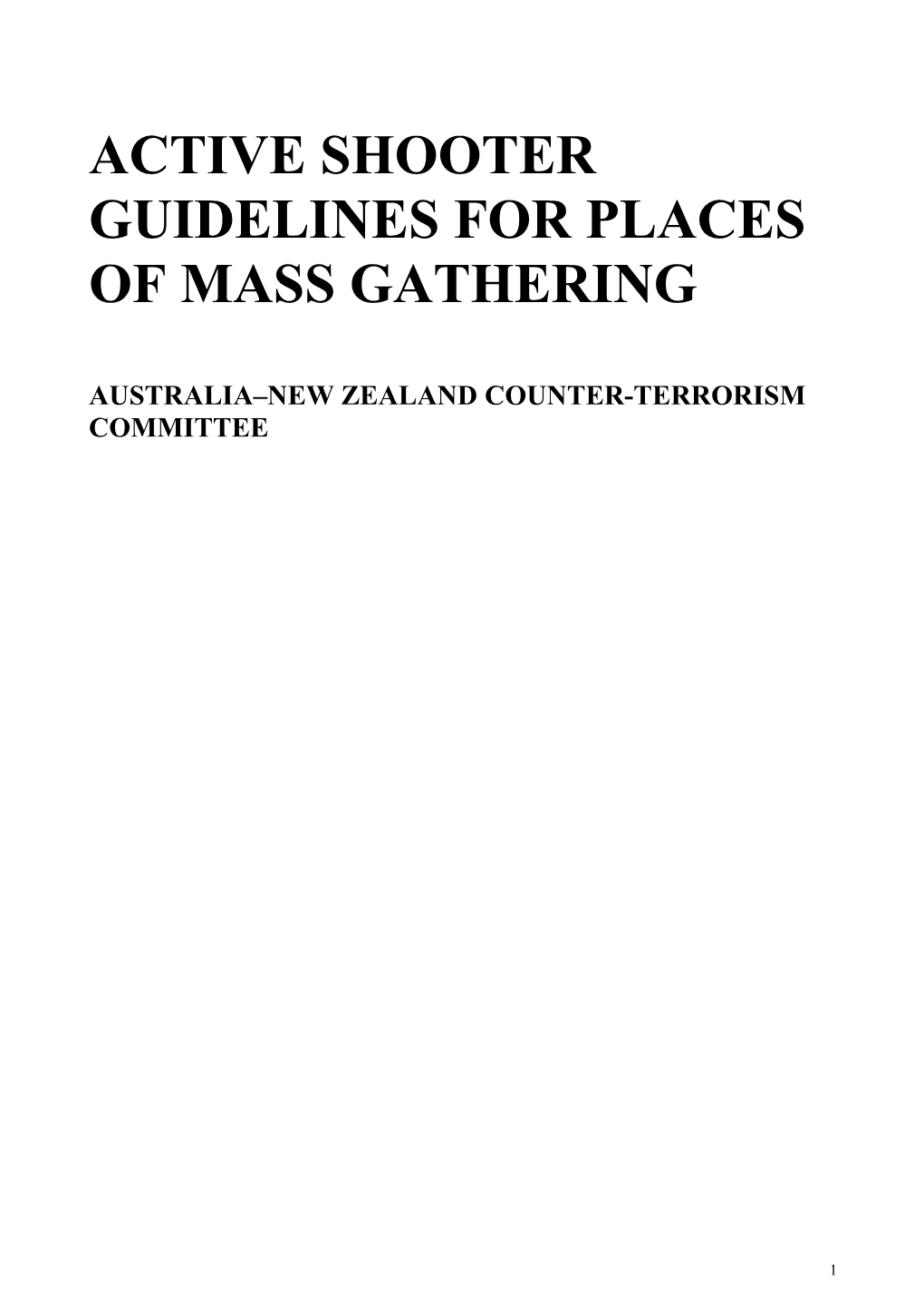 Active Shooter Guidelines for Places of Mass Gathering