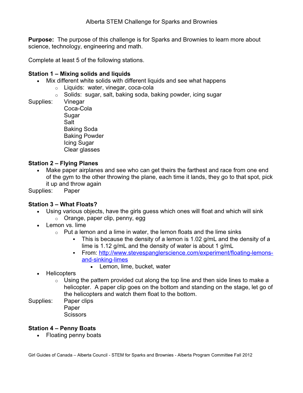Alberta STEM Challenge for Sparks and Brownies