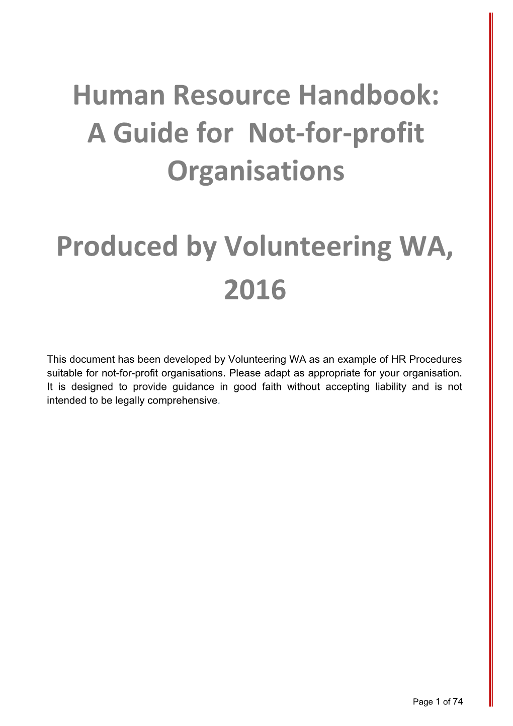 A Guide for Not-For-Profit Organisations