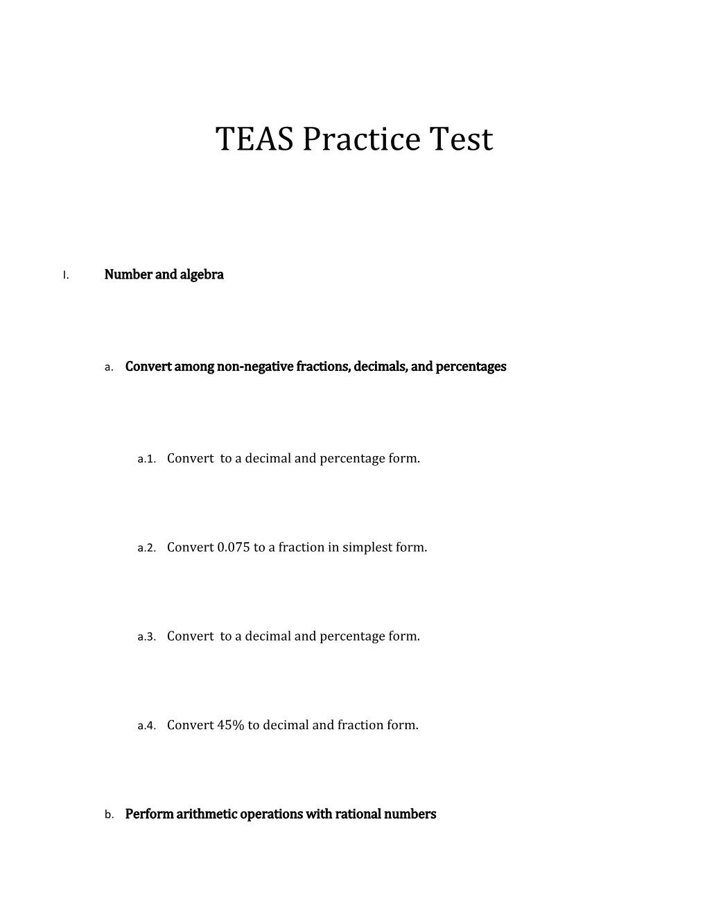 TEAS Practice Test