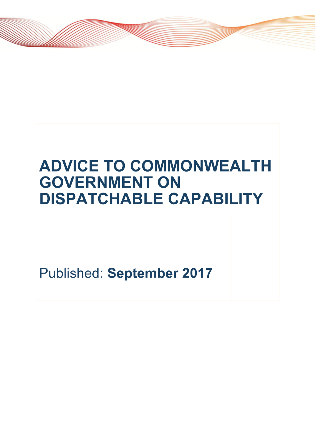 Advice to Commonwealth Government on Dispatchable Capability