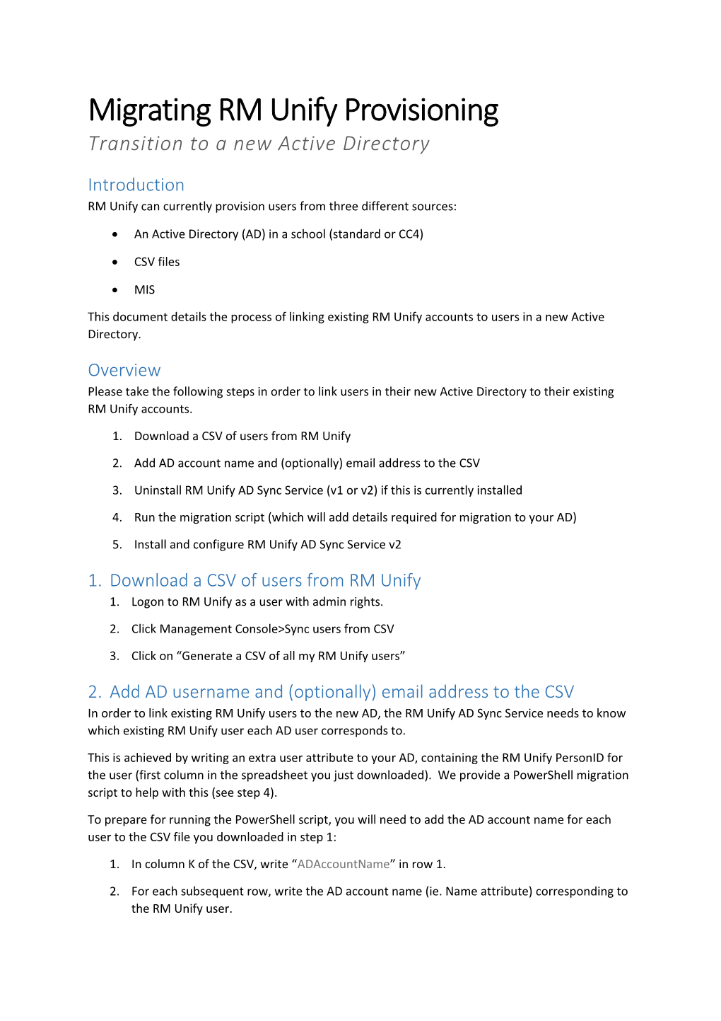 Transition to a New Active Directory