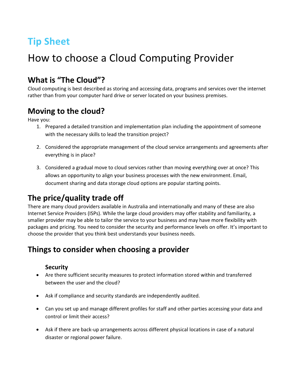 How to Choose a Cloud Computing Provider
