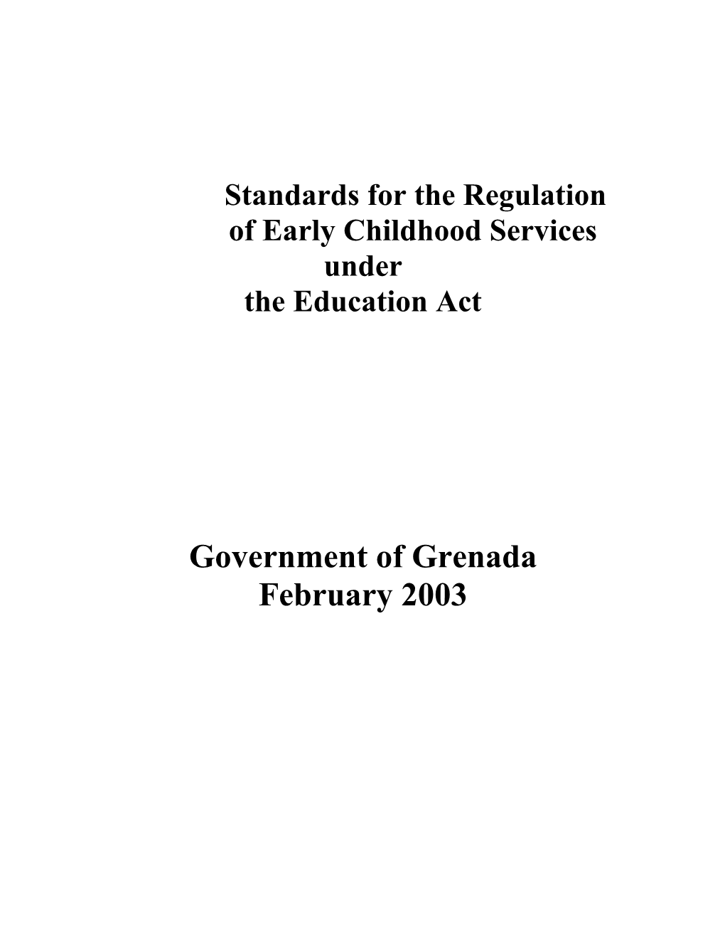 Standards for the Regulation